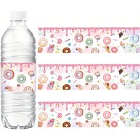 10pcs Donut Party Water Bottle Stickers Labels for Ice Cream Donut Theme 1st Birthday Party Decoration Supplies