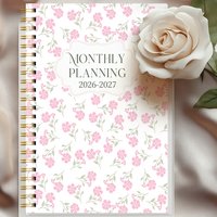 Floral Monthly Planner 2026-2027 A5 Spiral Notebook 24 Months Academic Planner with Notes Calendar Agenda for School Office