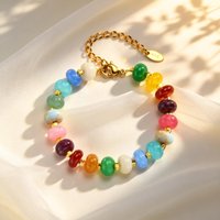 Boho Beads Bracelets for Women Fashion Colorful Natural Stone Stainless Steel Handmade Bracelet Summer Aesthetic Jewelry