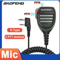 Baofeng Walkie Talkie 2 Pin PTT Microphone Speaker Mic For UV-5R UV-5RH UV-16 UV-21 UV-25 PRO Ham 2 Way Radio Quansheng UV-K5 K6