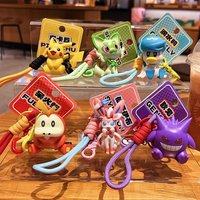 Genuine Pokemon Keychain Pikachu Gengar Sylveon Sprigatito Quaxly Fuecoco Anime Action Figure Toy Keyring Fragrance Pendant