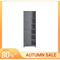 SoBuy BZR104 Hochschrank mit ausklappbarem Badezimmer Schrank schmal Wäscheschrank Badregal Badezimmerschrank