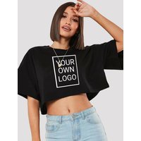 DIY Customized The Logo Picture Women Crop T-Shirt Y2K Loose Short Sleeve Comfortable Cotton DIY T Shirt Woman Summer Streetwear