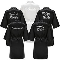 Black Women Silky Satin Robe Wedding Bridal Party Bride Bridesmaid Robes Kimono Loungewear Dressing Gowns