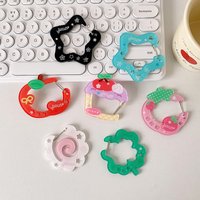 Kawaii Acrylic Keychain Holder Cute Cartoon Ins Style Fruit Cupcake Star Shaped Decor for Bag Pendant Hook Key Hanging