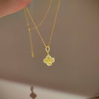 Shimmering Emerald Four-leaf Clover Diamond Necklace - 14k Gold Elegant Collar Chain For Parties And Weddings Jewelry