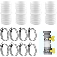 4pcs Hose Connector with 8pcs 38mm Hose Clamps Sets Swimming Pool Nozzle Hose Connector Adapter for Pool Garden and Aquarium