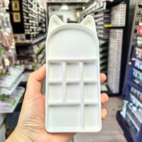 Multi-grid Ceramic Watercolor Palette Cute Cat Shape Pigment Tray Easy To Clean Watercolor/goupa Painting Art Supplies