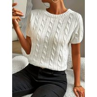 Ladies Simple round Neck Versatile Comfortable Ribbed Knitwear Sweater
