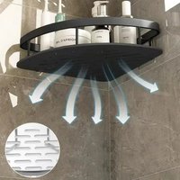 Corner storage Bathroom Organizer No Drill Wall Mount Bathroom Storage Shelf Shower Rack Organizer with Adhesive Drain Basket