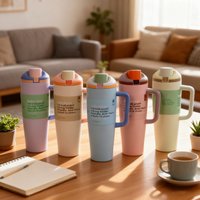 40oz Fruit Cup with Handle 304 Stainless Steel Double Wall Vacuum Insulated Tumbler with Straw for Travel and Daily Use