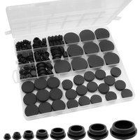 125Pcs Black Silicone Rubber Plug Assortment Kit Various Size Hole Caps for Car Wiring Furniture and Tool Protection