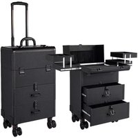 Valise à roulettes grande capacité pour maquilleurs professionnels, portable, multi-couches, pour le rangement d'outils de beauté, de manucure et de tatouage, organiseur de maquillage à roulettes