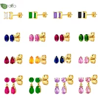 925 Sterling Silver Needle Colorful Gemstone Earrings for Women Water Drop Pendant Stud Earrings Wedding Luxury Jewelry Gifts