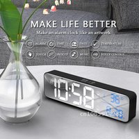 Music Alarm Digital LED Clock Temperature Date Display Desktop Control Decoration Voice 2400mAh Clocks Table Mirror Home Battery