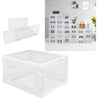 6-12pcs Clear Plastic Shoe Storage Boxes - Stackable, Sturdy & Foldable Organizer For Sneakers, High Heels, And ClothesTranspare