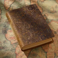 Vintage Leather Embossed Sketchbook Handmade Journal Writing Notebook with Blank Paper for Daily Record, Sketch & Artist