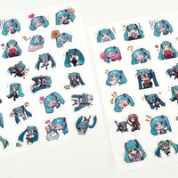 Hatsune Miku Transparent Sticker Cute Cartoon Animation Student Notebook Pen Holder Cup Mobile Phone Notebook Decorative Sticker
