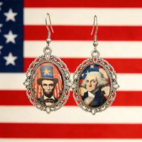 United States Semiquincentennial Asymmetrical Lincoln & Washington Earrings American 250th Anniversary Patriotic Jewelry