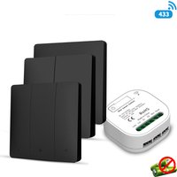 RF433 Self-Powered Wireless Light Switch, Kinetic No Battery,16A Relay, Retrofitting Easy Installation for Home Garage Garden