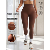 Women's High-Waisted Soft Stretch Workout Running Pants, 4-Season Versatile Brown Leggings, Ideal for Gym, Yoga & Casual Wear