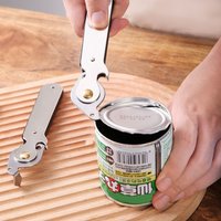 Stainless Steel Handheld Can Opener with Bottle Opener & Tin Piercer, Durable Kitchen Tool for Home, Camping and Restaurants