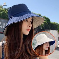 Women Men Panama Hat Anti-UV Double-Sided Bucket Hat Sun Hat Fisherman Cap Beach Cap