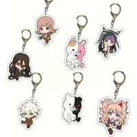 Cartoon Peripheral Anime Danganronpa Keychain Cosplay Kirigiri Kyoko Naegi Makoto Pendant KeyChain Bag Arcylic Jewelry Wholesale