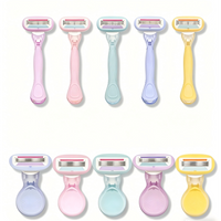 Women's Long Handle 4-layer Stainless Steel Blade Shaver Manual Safety Razor For Arm,Armpit,Back,Leg Hair Removal Tool With Case