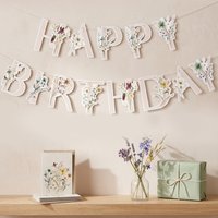 Wild Flower Paper Banner Happy Birthday Party Decor Kids Favors Hanging Banner Flag Baby Shower Birthday Party Photo Background