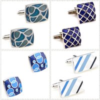 Hot Sale Blue Color Enamel Cufflink Cuff Link Free Shipping