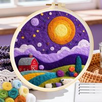 CHENISTORY Scenery Diy Wool Painting For Adults Embroidery Needles Scenery Felting Kits For Beginners Adult Gift Art Kits For Ad