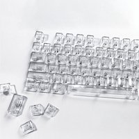 132 Keys Full Transparent Side Print Keycaps PC Keycaps Cherry Profile White UV Printing Crystal Keycap for MX Switches Keyboard