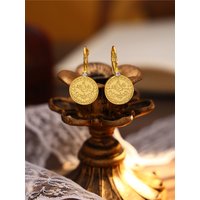 1 Pair of Fashionable and Simple Women's Earrings with Turkish Coin Design, Suitable for Holiday Parties and Gift-Giving Jewelry (Mini Earrings)