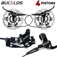 AliExpress BUCKLOS 4 Piston MTB Hydraulic Brake Front Rear DH E-bike Disc Brake Set 1150 1950mm Four Piston Oil Pressure Hydraulic Brakes
