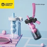 COOKER KING 660ml Straw Cup Tritan Water Bottle with Detachable Tea Infuser Portable Tea Coffee Cup Outdoor Travel Use Drinkware