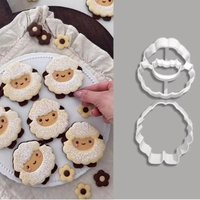 Cartoon Lamb Cookie Cutter Animal Little Sheep Fondant Embosser Stamp Dessert Pastry Biscuit Mold Cake Decorating Tools