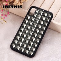 Iretmis Phone Cover Case For iPhone X XS Max XR 11 12 13 PRO MINI 14 15 16 Plus Silicone Rubber Studded