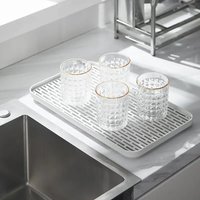 New Plastic Drain Tea Tray Detachable Tableware Storage Water Cup Drain Plate Double-layer Serving Plate Kitchen