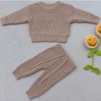 New Thick Winter Kids Sweater Pants Sets Cotton O-Neck Unisex Baby Clothes