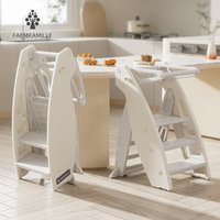 Montessori Learning Tower with Safety Rail,Convertible Kitchen Step Stool,Wooden Climbing Stand for Toddler Activities