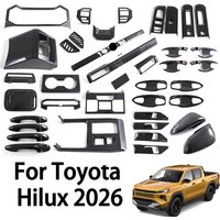 For Toyota Hilux 2026 Carbon Fiber Pattern Window Switch Panel Gear Shift Frame Steering Wheel Trim Mirror Cover Car Accessories