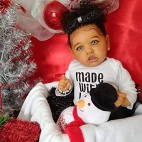 55cm 21inch Full Body Silicone Reborn Baby Doll Black Skin Finished Baby Realistic Newborn Dolls African Baby Girl Boy Doll