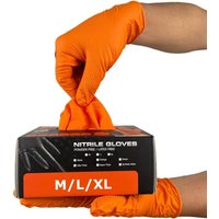8Mil Thick Orange Nitrile Gloves Disposable Heavy Duty Industrial Gloves with 3D Diamond Textured Grip Mechanic Auto Work Gloves