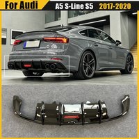 Rear Bumper Diffuser With LED Light For Audi A5 S Line S5 2017-2020 Rear Lip Spoiler Valance Body Kit Quad Exhaust Accessories