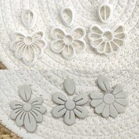 2pcs Large Flower Shape Polymer Clay Cutter Exotic Earrings Soft Pottery Mold DIY Ceramic Earrings Jewelry Pendant Clay Tools