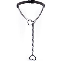 Heart Slip Chain Y Necklace Black leather Choker Collar For Women Goth Fashion Punk Jewelry