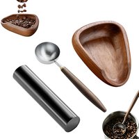 Wooden Coffee Beans Dosing Tray with Spray Bottle Set, Portable Coffee Bean Dosing Cup Espresso Coffee Accessories PTKFQJ02