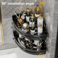 1PC Fan-Shaped Corner Shelf Black Storage Rack Space Saving Wall Mounted For Bathroom Kitchen Organizer