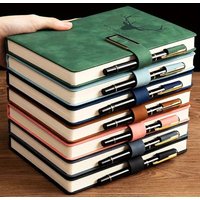 200pages A5 Leather Notebook with Leather Notebook Cover, Personalized Soft Cover and Bookmark, Perfect for Business, Meeting